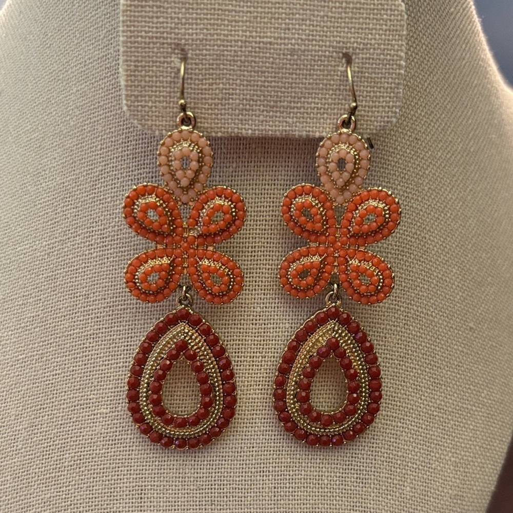Elegant Coral Capri Chandelier Earrings